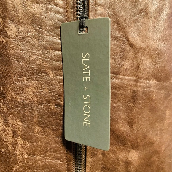 Slate & Stone Mens Leather Moto Jacket size S - Picture 2 of 7